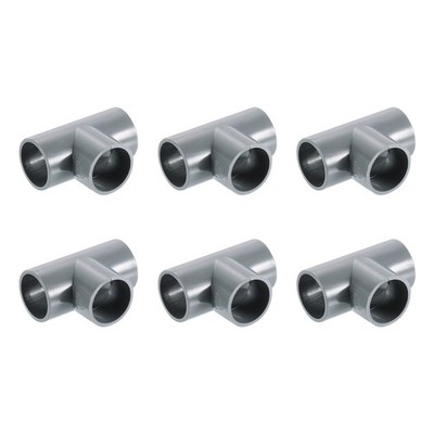 3/4'' PVC Tee, 6 Pcs 3 Way Elbow Connector Furniture Grade PVC Tee Elbow, Grey