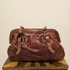 Patricia Nash CLAIRAUT Brown Tan Bag Purse Satchel Vintage Italian Leather AS IS