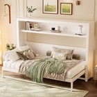 Twin Size Murphy Bed w/Shelves - Foldable Metal Wall Bed, Space-Saving Design