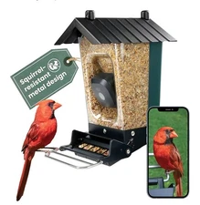 Smart Bird Feeder with Camera - Squirrel-Resistant, 3.5 Lb Feed Capacity, 1080p