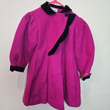 Rothschild Girls Magenta Pink Black Holiday Dress Wool Coat Size 6