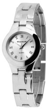 Magnum Damenuhr Klassische Frauen Quarzuhr Girl Watch Edelstahl Silberfarbig