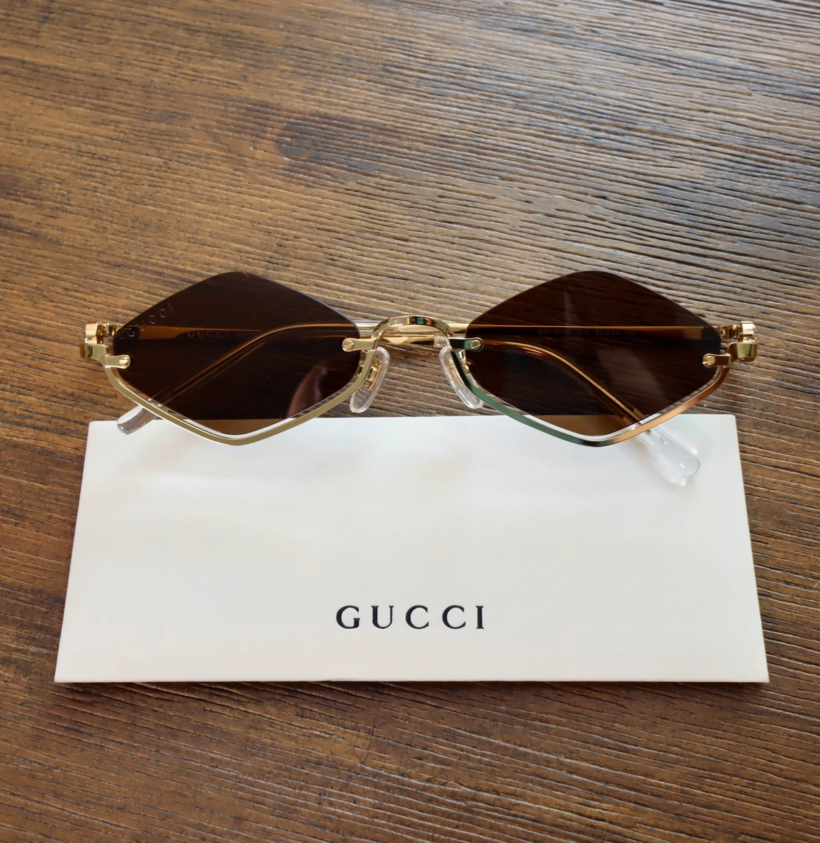 GUCCI NEW Rose Lense Geometric Sunglasses with Velvet Case New Gucci Sunglasses With Velvet Gucci Case - Etsy main image 4