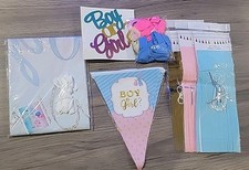 Gender Reveal Party Set. Backdrop, Cake Topper, Tassels, Balloons, Banner
