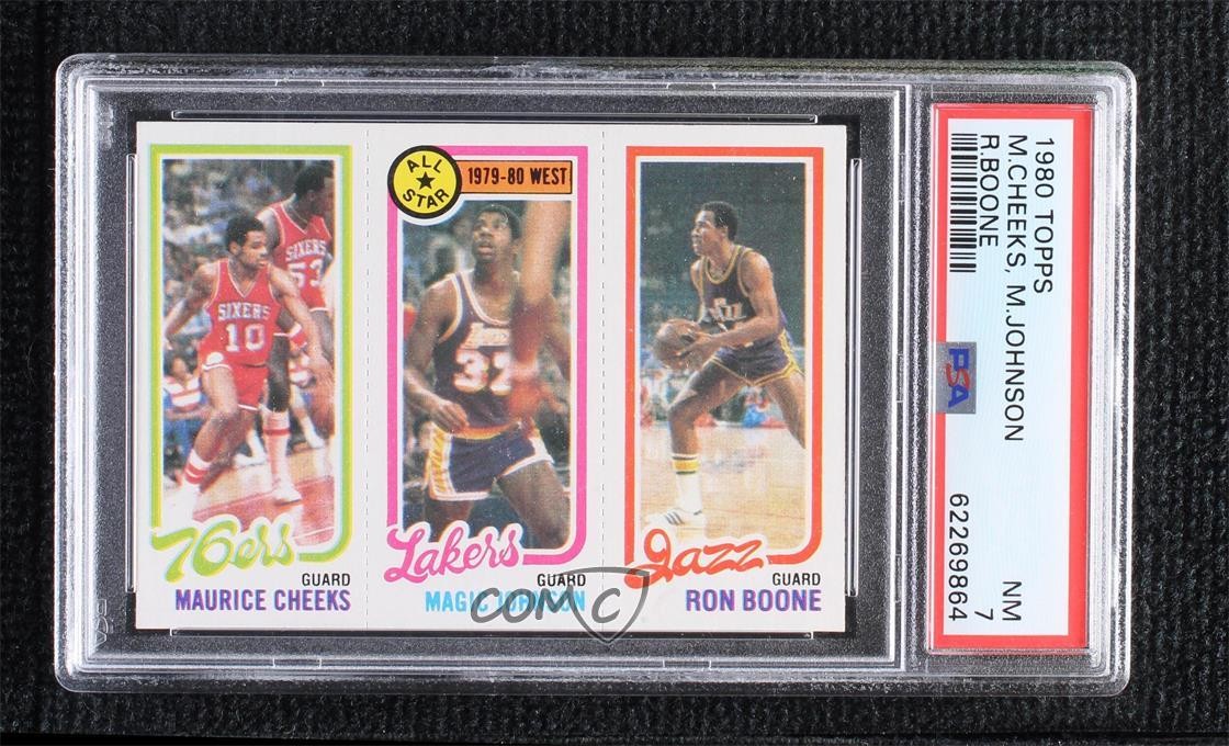 1980-81 Topps Maurice Cheeks Ron Boone Magic Johnson #237-18-178 PSA 7 HOF iz6