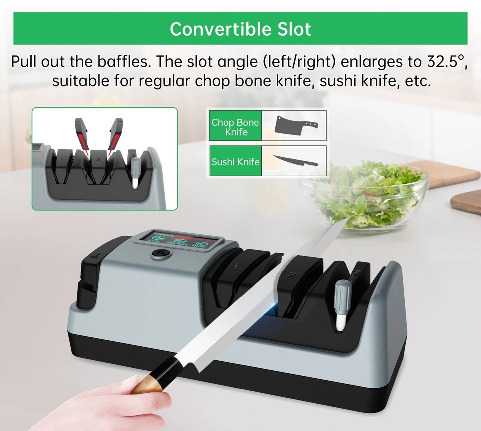 Afilador de cuchillos eléctrico 5 en 1 - Afilador de cuchillos ajustable de velocidad de rotación 3 Foto 3 de 4