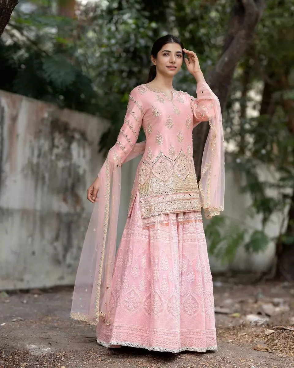 Pink top sharara dress