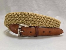 Martin Dingman Tan Woven Brown Leather Belt Size 110/44