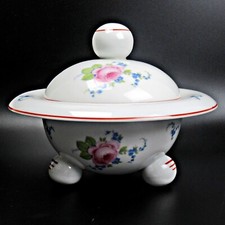 F&uuml;rstenberg Porzellan Dose Deckeldose Bonboniere Blumendekor Kugelf&uuml;&szlig;e Art Deco