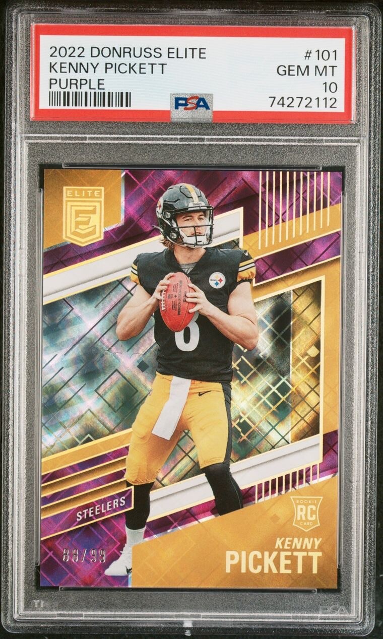 2022 Donruss Elite Kenny Pickett RC Purple 88/99 PSA 10 Steelers Low pop