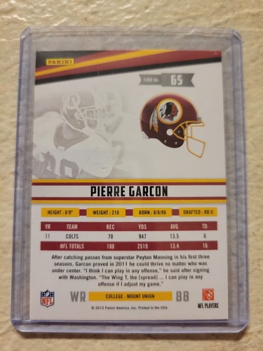 2012 Panini Rookies and Stars #65 Pierre Garcon - Picture 2 of 2