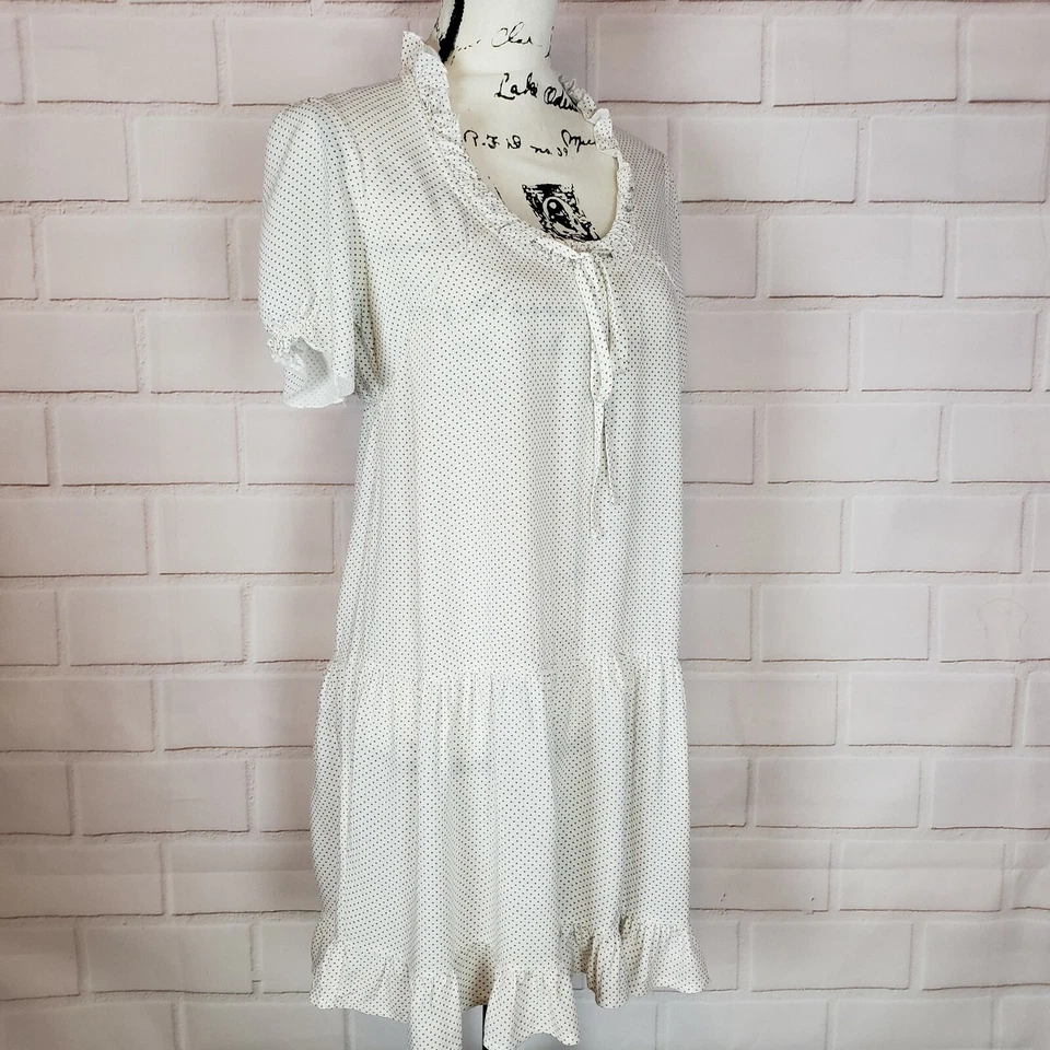 Hazel Anthropologie Women's Short Sleeve White Polka Dot Dress Size S - Imagem 2 de 4