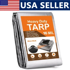 SILVER PREMIUM 16 MIL REINFORCED EXTREME HEAVY DUTY POLY TARP TRUE FINISHED SIZE