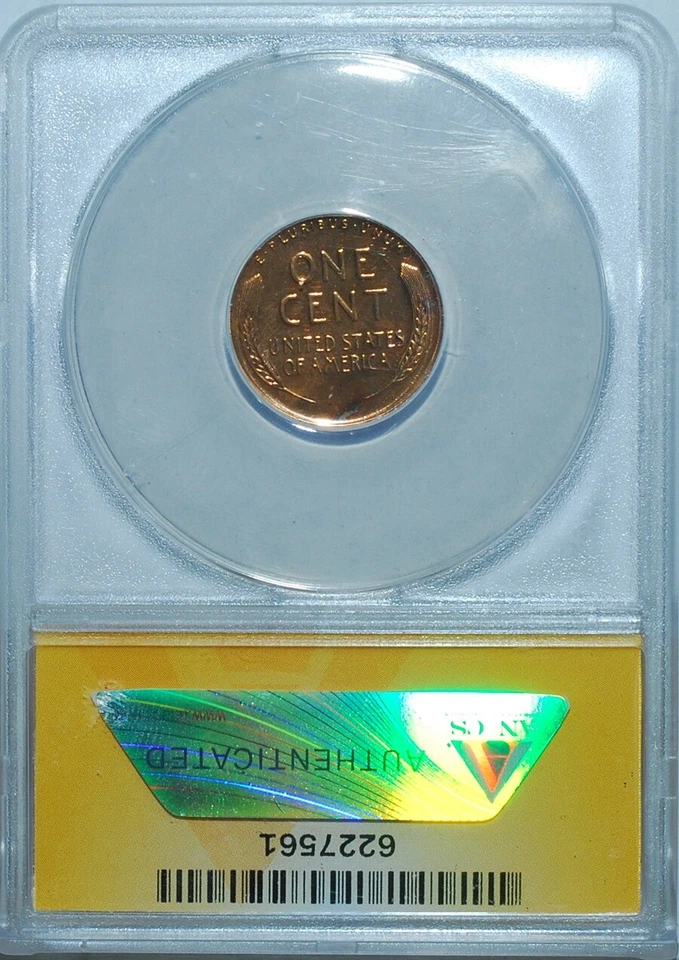 1942 ANACS PR66RD Red Proof Strike Lincoln Wheat Cent Penny - Image 2 of 2