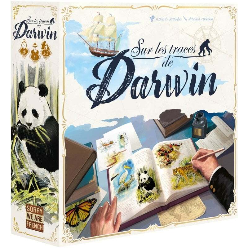 Jeu Sur les traces de Darwin avec matériel en bois et tuiles illustrées