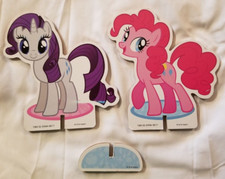 Set Of 2 My Little Pony Magnetic Wooden Stand Up Pony Figures Missing One Base 