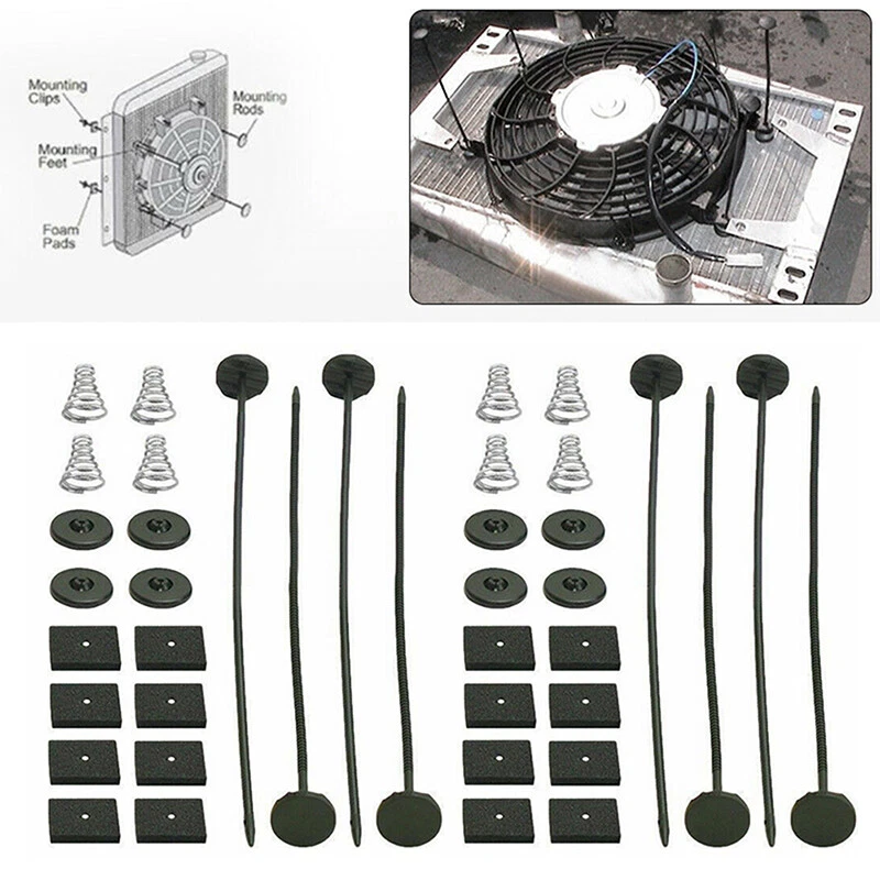 Universal Electric Radiator Fan Mounting Kit Tie Strap Tabs Spring Pad  Assembly | eBay