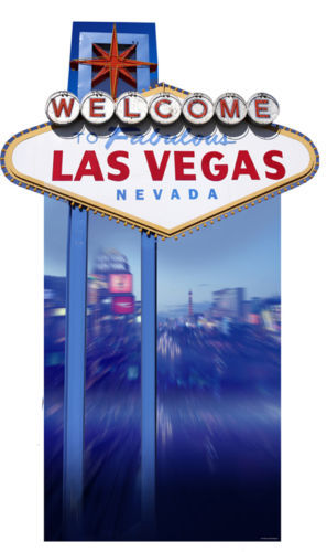 VEGAS SIGN (POKER NIGHT) LIFESIZE CARDBOARD CUTOUT casino theme prop decoration
