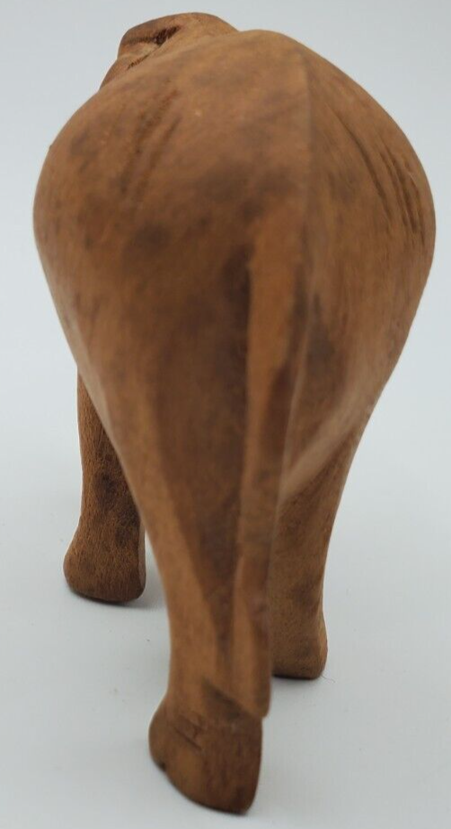 Vintage Hand Carved Folk Art Wooden Elephant Without Tusks Figurine eBay