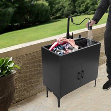 Laundry Sink Stainless Steel Laundry Sink With Pull-out Faucet Sink With Cabinet