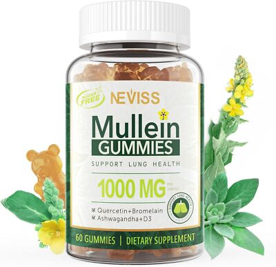 Sugar Free Mullein Gummies - Lung Cleanse - Mullein Leaf Extract 1000Mg for Rspc