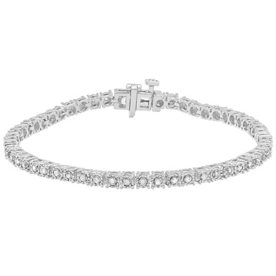 0.50 Cttw 925 Sterling Silver Diamond Tennis Bracelet For Women (57 Natural Diamonds, I3 Clarity, J Color) - Unique Designs