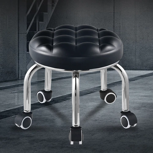Round Low Roller Seat Stool Small Stool with Wheels Pulley Ottoman Comfortable - Picture 9 of 12
