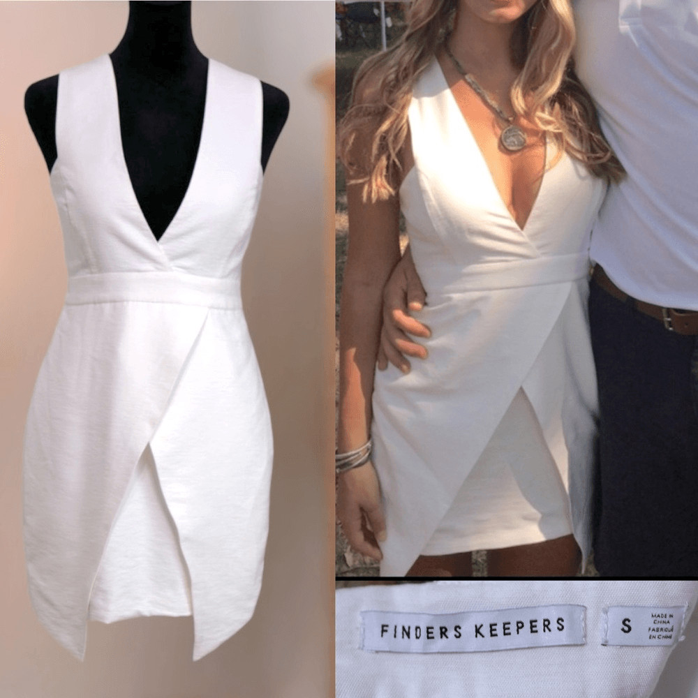 Finders Keepers Halter White Basic Instinct Dress… - image 1