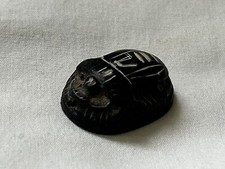 1 Resin Egyptian Scarab "Good Luck" Black Hieroglyphics 1" X 0.5"