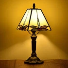 14" Tall Dragonfly Tiffany Table Bedside Desk Lamp Stained Glass Lamp for Home