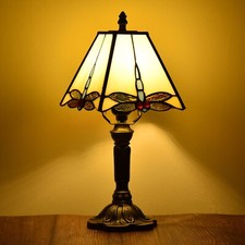 14" Tall Dragonfly Tiffany Table Bedside Desk Lamp Stained Glass Lamp for Home