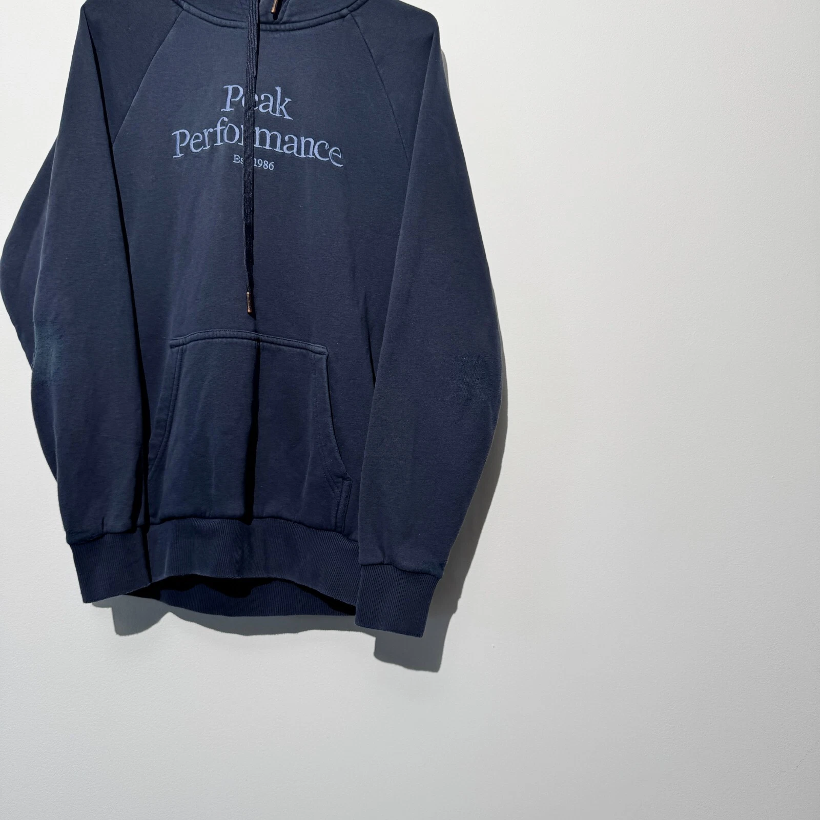 GUCCI Felpa con cappuccio vintage Peak Performance unisex blu navy cotone taglia S vestibilità regolare