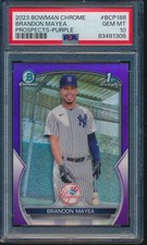PSA 10 BRANDON MAYEA 1st 2023 Bowman Chrome PURPLE Refractor/250 RC GEM MINT