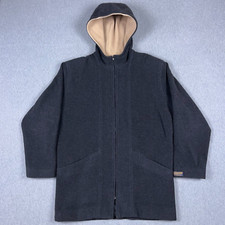Pendleton Coat Womens 8 Merino Wool Hooded Full Zip Black Cream Trim Vintage 90s