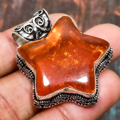 Beautiful Baltic Amber Gemstone Handmade 925 Sterling Silver Jewelry Pendant