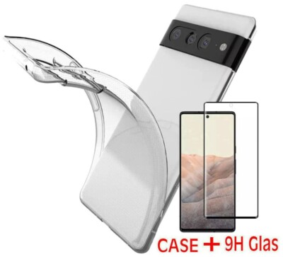 Transparent Hülle Silikon Tasche Case  Cover +CURVED Glas für Google Pixel 7 Pro