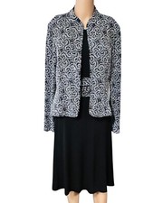 Jessica Howard Black Dress  Jacket Sequins Cocktail Party Knee Length 12-P