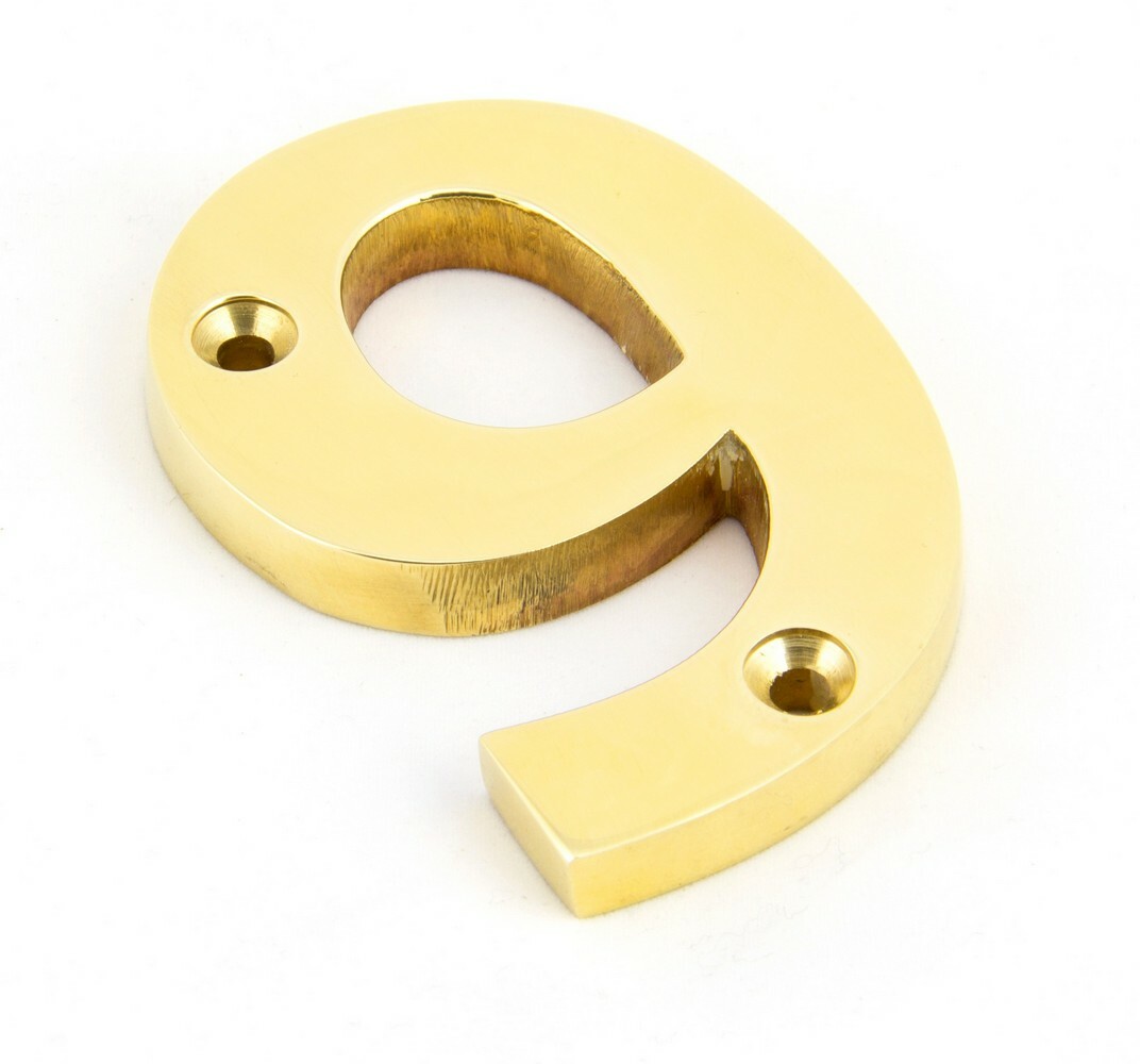 From The Anvil 83719 Polished Brass Numeral 9