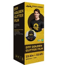 23.6in x 32.8ft DTF Golden Glitter Transfer Film Roll Cold Peel for DTF Printing