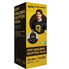 23.6in x 32.8ft DTF Golden Glitter Transfer Film Roll Cold Peel for DTF Printing