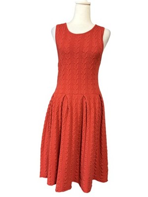 Far Away From Close Sweater Dress Womens Large Orange Wool Fit & Flare