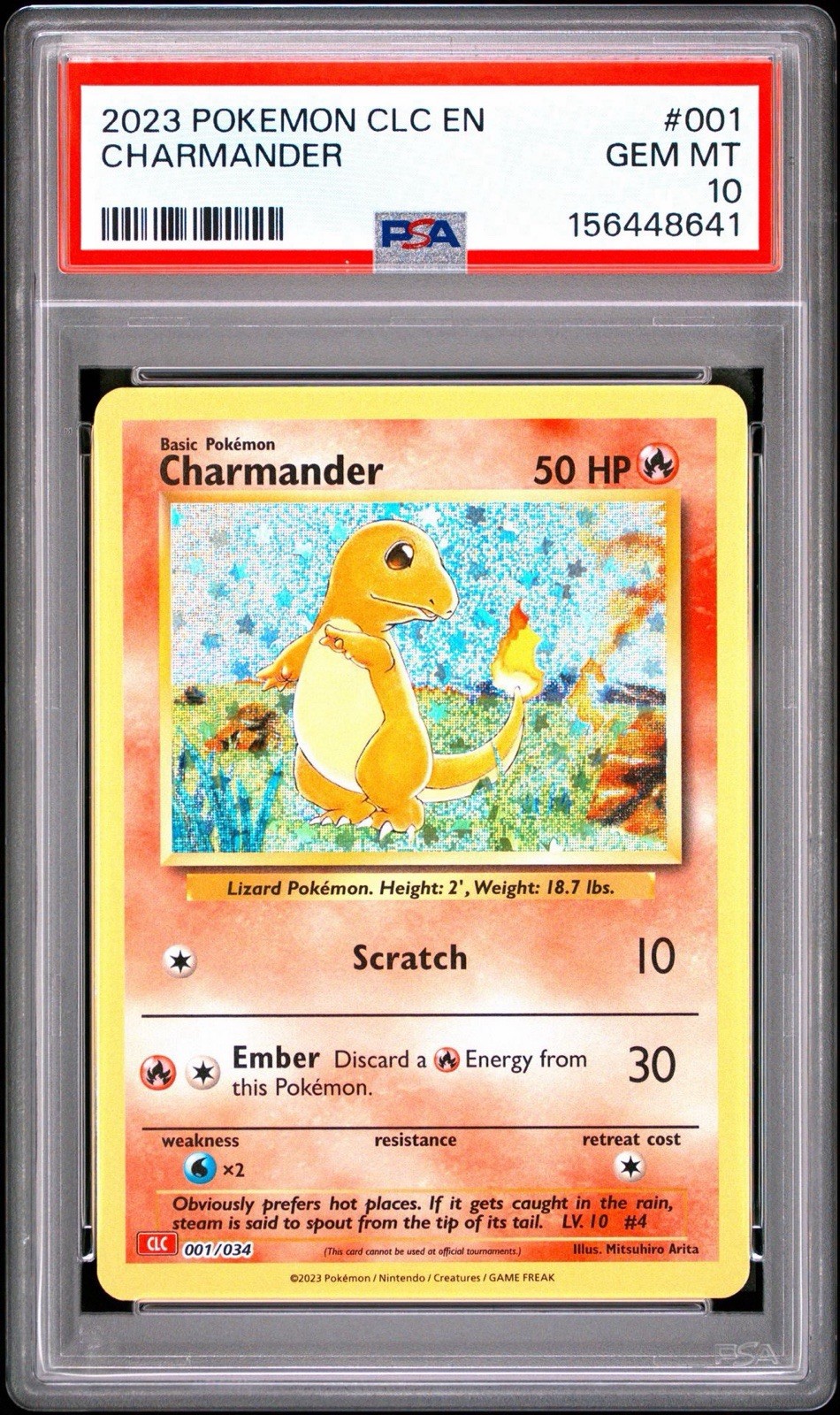PSA 10 Charmander 001/034 English CLC 2023 Pokemon Card Classic #001