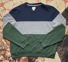 L.L. Bean 1912 Colorblock Sweater Navy Grey Green Large
