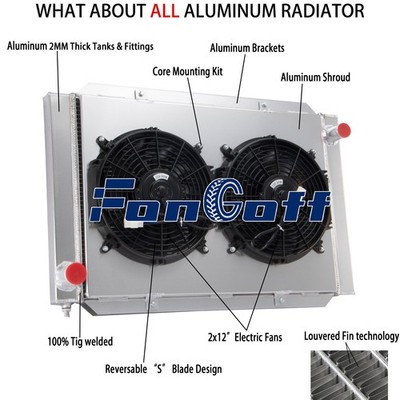 2-Row Airboat Aluminum Radiator Shroud 12'' Fans Overall Size 31''W x 21''H