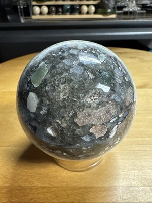 6721 Ocean Jasper Sphere With FREE Stand 72mm 2.8 DIA Wt. 1 Lb. 2 Oz.