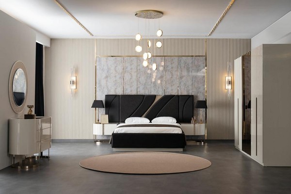 Doppelbett 2X Nachttische Kommode Spiegel Kleidercshrank Schlafzimmer Set-image