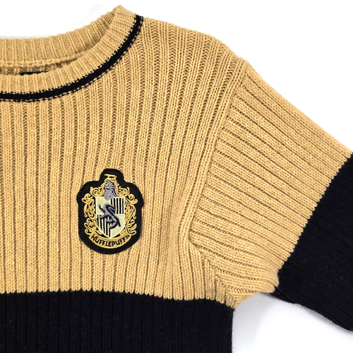 WIZARDING WORLD HARRY POTTER HUFFLEPUFF WOOL RIBBED KNIT SWEATER Sz S SCOTLAND - Picture 4 of 11