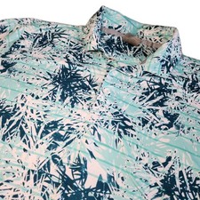 PUMA Performance Polo Shirt Mens Medium Blue Green Hawaiian Tropical Stripe Golf