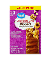 Great Value Chocolate Chip Dipped Chewy Granola Bars, 1.1 oz Paper Box, 20 Count