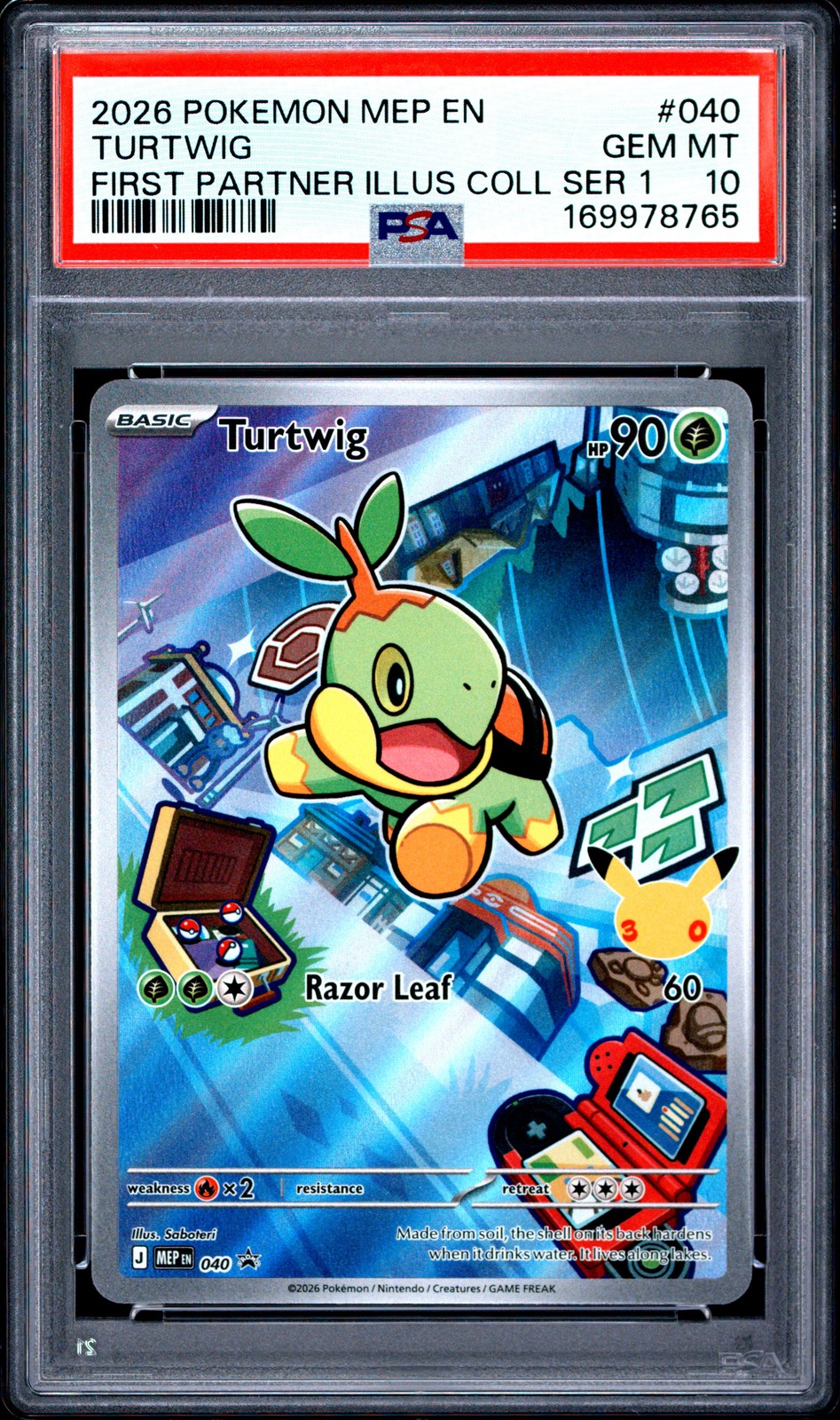 2026 POKEMON MEP FIRST PARTNER ILLUSTRATION COLLECTION #040 TURTWIG PSA 10